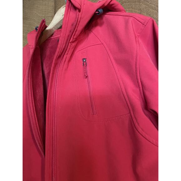 Double Diamond Womens Red Windproof Fleece Lined Hooded Ski Jacket Medium - Picture 8 of 8